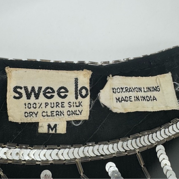 Vintage 80’s Madame Swee Lo Celebrity Designer Sequin Starburst Silk Blouse Top - Picture 11 of 16